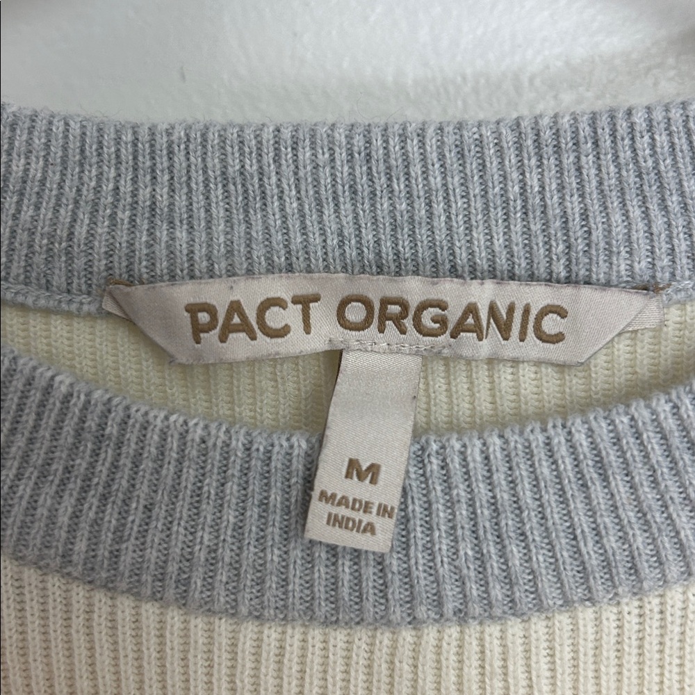 Pact Organic Cream Color Ribbed Sweater size Medium - Picture 2 of 5